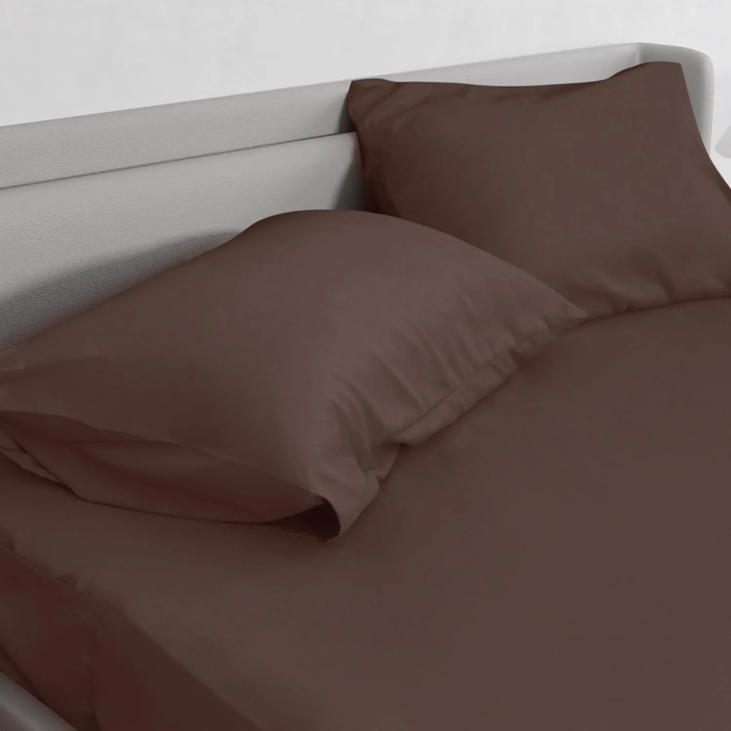 Queen Sheet Set for Air Mattress - Sheets Queen Size Bed Set - 3Pcs Side Storage Pocket Fitted Sheet & Pillowcases Easily Fits 16in to 24in Pillow Top Air Bed Mattress - Brown