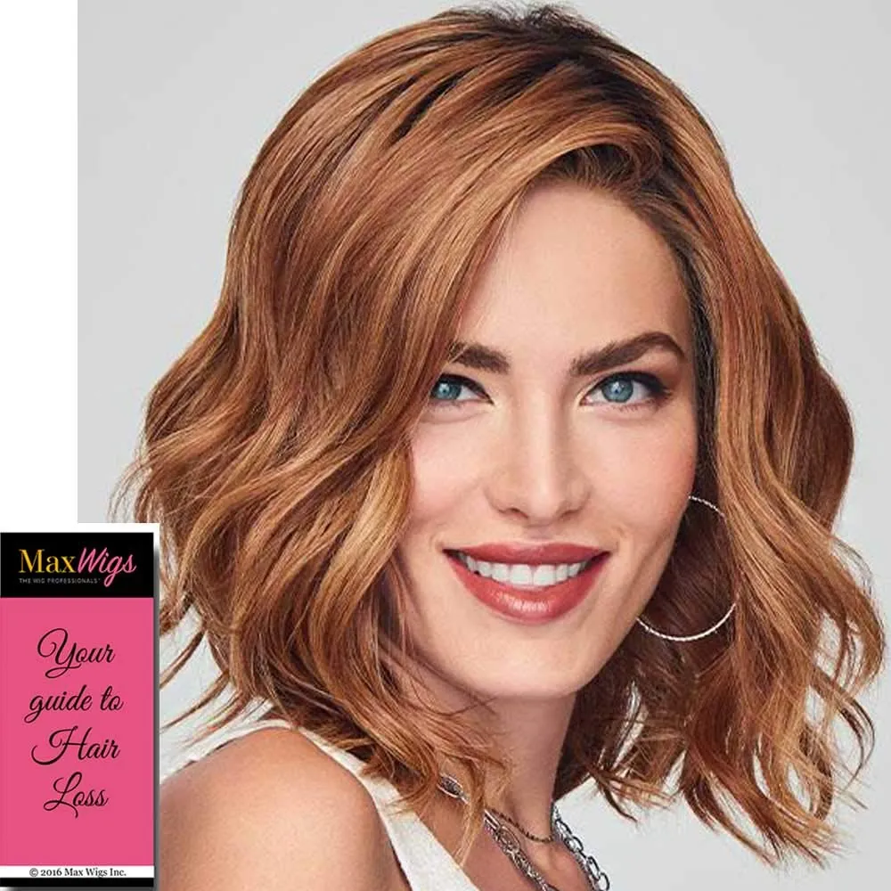 Raquel Welch & Maxwigs Simmer Elite Wig Color RL10/12 SUNLIT CHESTNUT - Wigs 11.5 inch Sheer Indulgence Light Long Heat Synthetic Lace Front Monofilament Top Hand-Tied base Bundle Hairloss Booklet