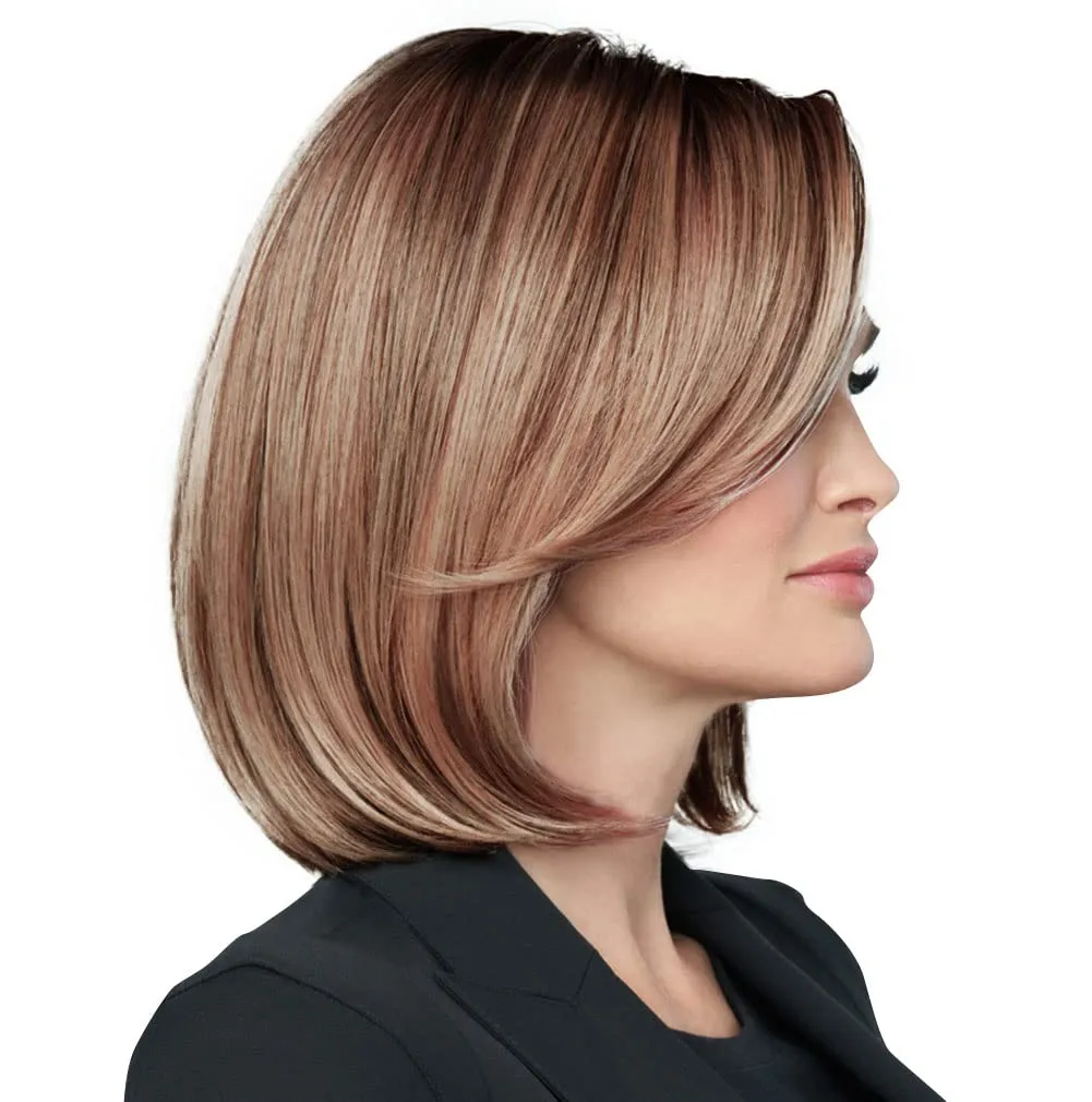 Raquel Welch Portrait Mode Soft Smooth Layered Chin Length Bob Wig by Hairuwear, Average Cap, RL12/22SS Cappuccino