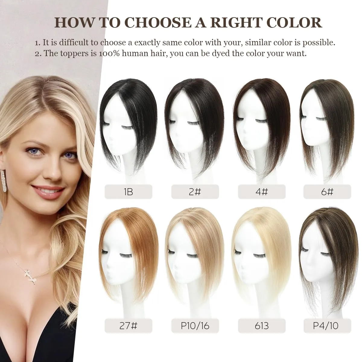 Real Human Hair Toppers for Women - No Bangs, Premium Remy Hair, 14 inch