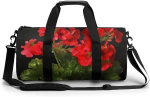 Red Geraniums Duffel Bag for Men Women Gym Bag Sports Small Overnight Bag for Travel Weekender, 17.7in/9in/9in, XB0606009