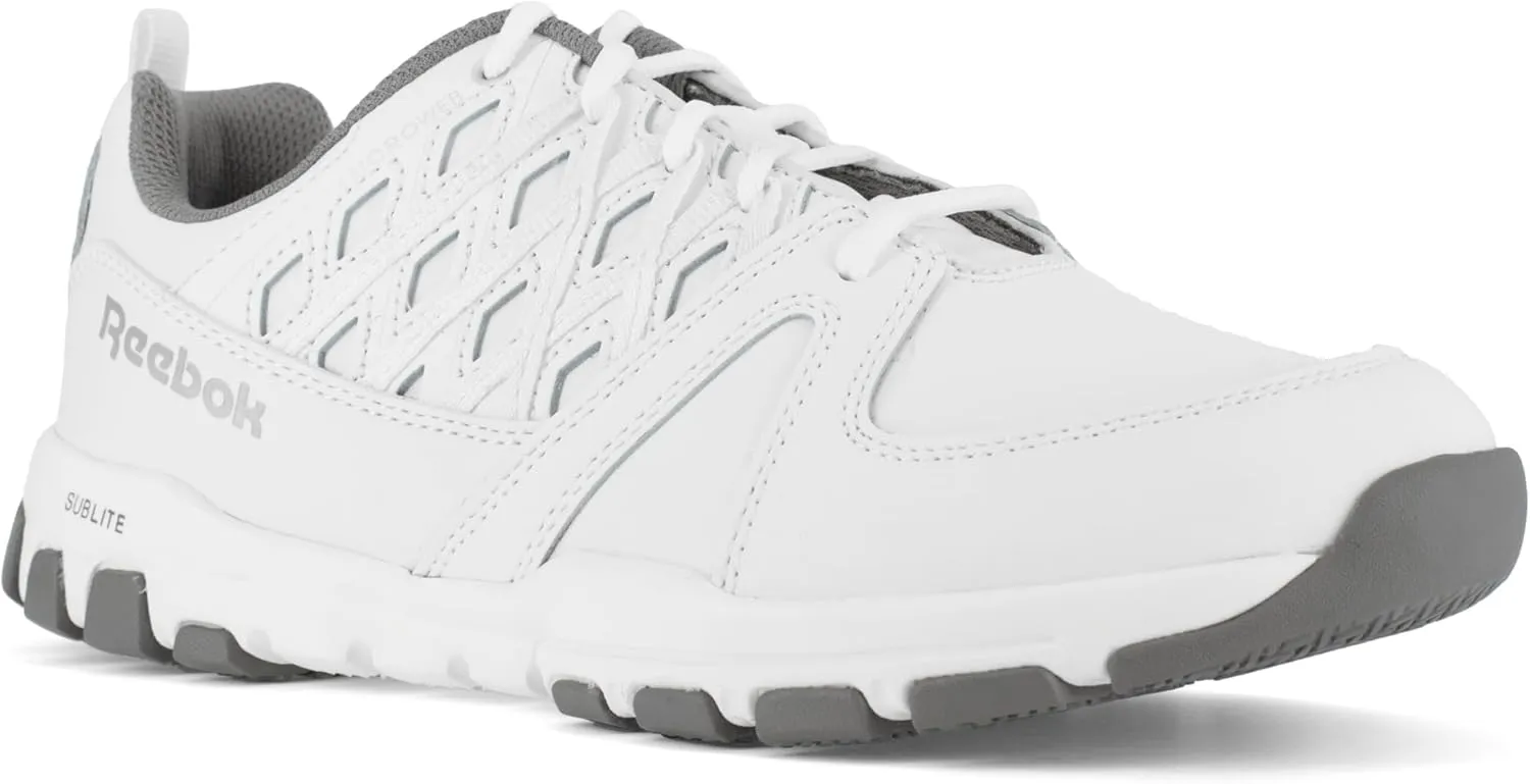 Reebok Work Men's RB4015 Sublite Athletic Soft Toe Work Shoe Black with Grey Trim Safety