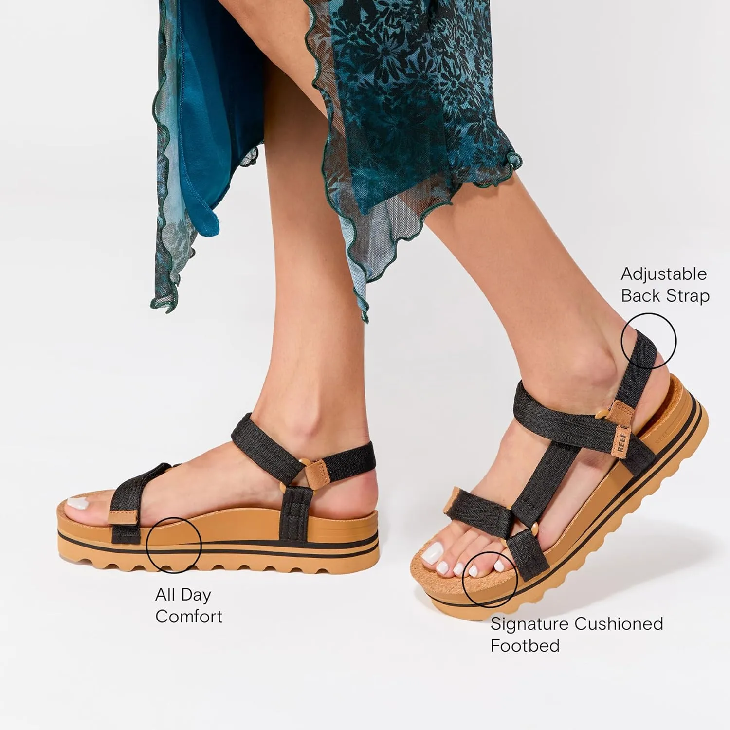 REEF Cushion Rem Hi Women's Platform Sandal, Adjustable Strap, Arch Support and Heel Cupping