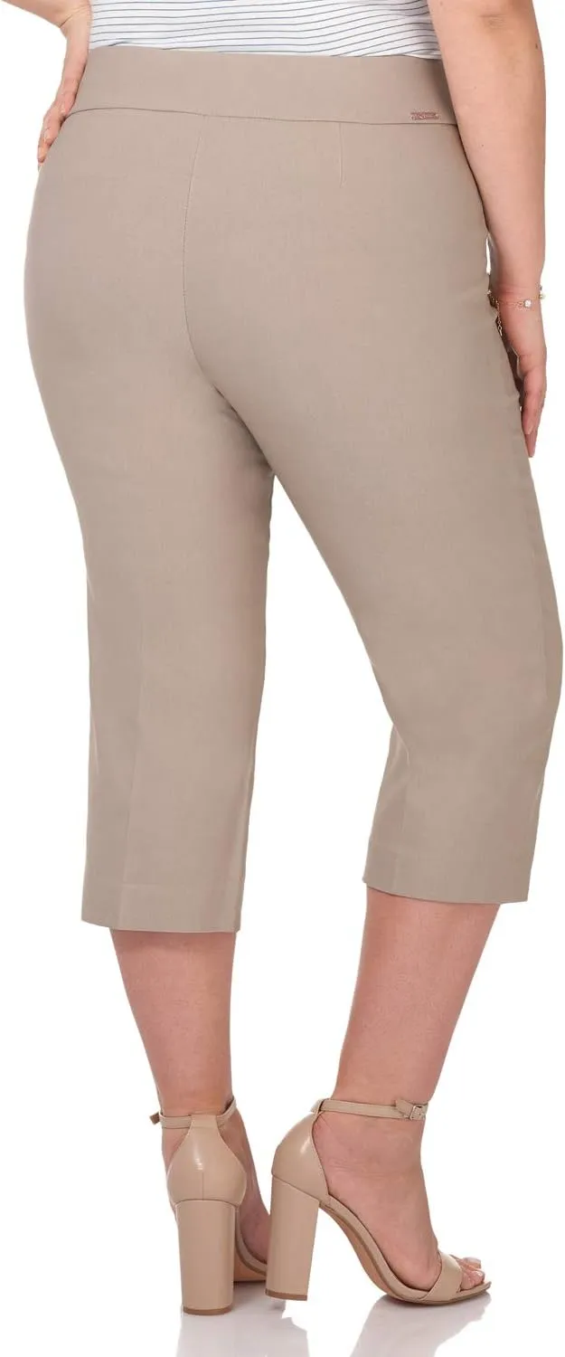 Rekucci Curvy Woman Plus Size Classic Pull-On Stretchy Straight Leg Capri