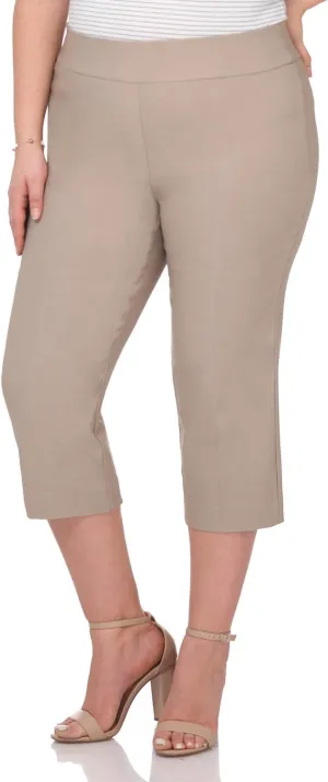 Rekucci Curvy Woman Plus Size Classic Pull-On Stretchy Straight Leg Capri