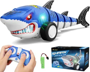 Remote Control Shark Car Toys for Kids,2.4GHz RC Cars Simulation Shark with Cool Light, 360° Stunt Drift & Most Terrains,Outdoor Toys for Birthday for 6,7,8,9,10-12 Boys Girls