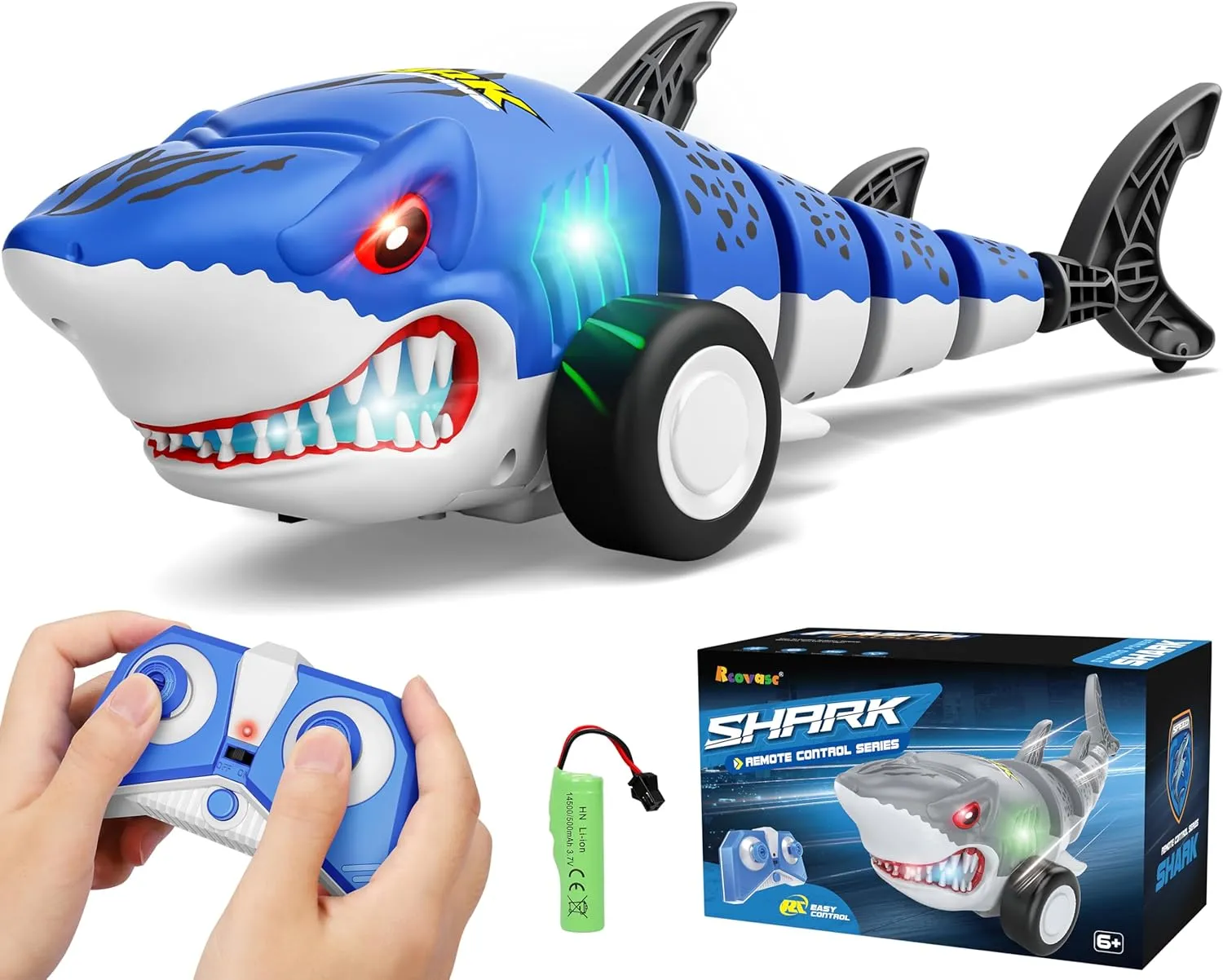 Remote Control Shark Car Toys for Kids,2.4GHz RC Cars Simulation Shark with Cool Light, 360° Stunt Drift & Most Terrains,Outdoor Toys for Birthday for 6,7,8,9,10-12 Boys Girls