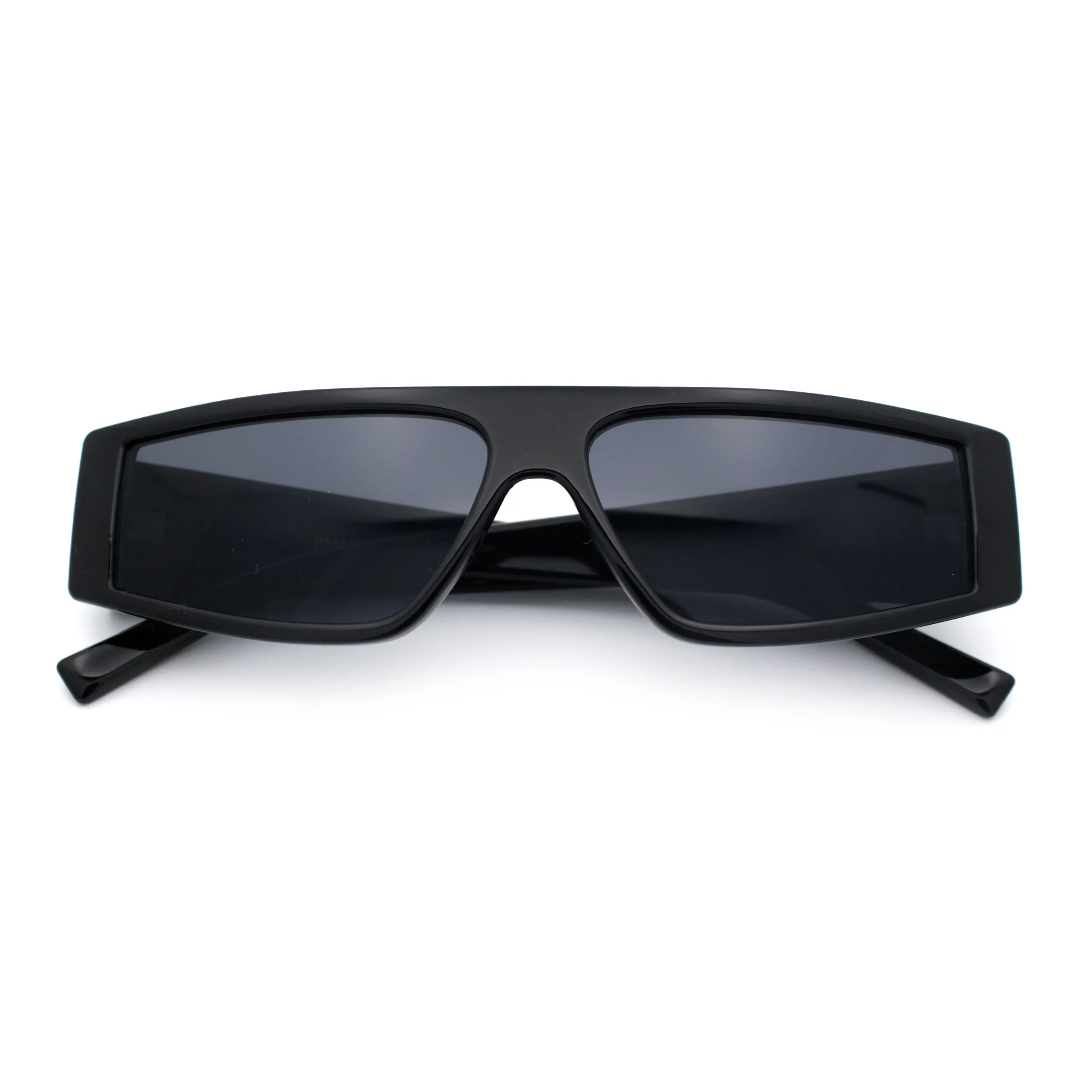 Retro Angular Triangle Narrow Flat Top Plastic Minimal Fashion Sunglasses
