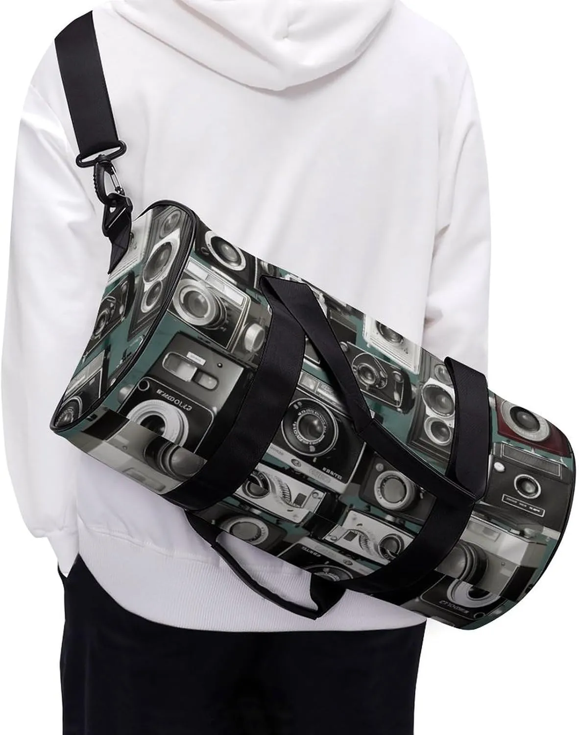 Retro Cool Camera Collection Duffel Bag for Men Women Gym Bag Sports Small Overnight Bag for Travel Weekender, 17.7in/9in/9in, XB0606009