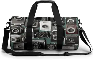 Retro Cool Camera Collection Duffel Bag for Men Women Gym Bag Sports Small Overnight Bag for Travel Weekender, 17.7in/9in/9in, XB0606009