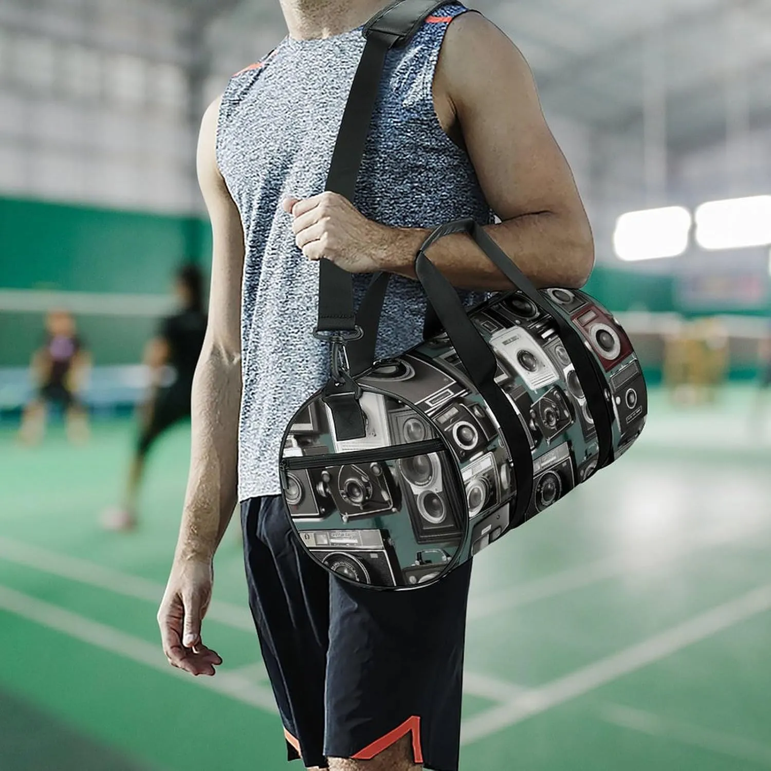 Retro Cool Camera Collection Duffel Bag for Men Women Gym Bag Sports Small Overnight Bag for Travel Weekender, 17.7in/9in/9in, XB0606009
