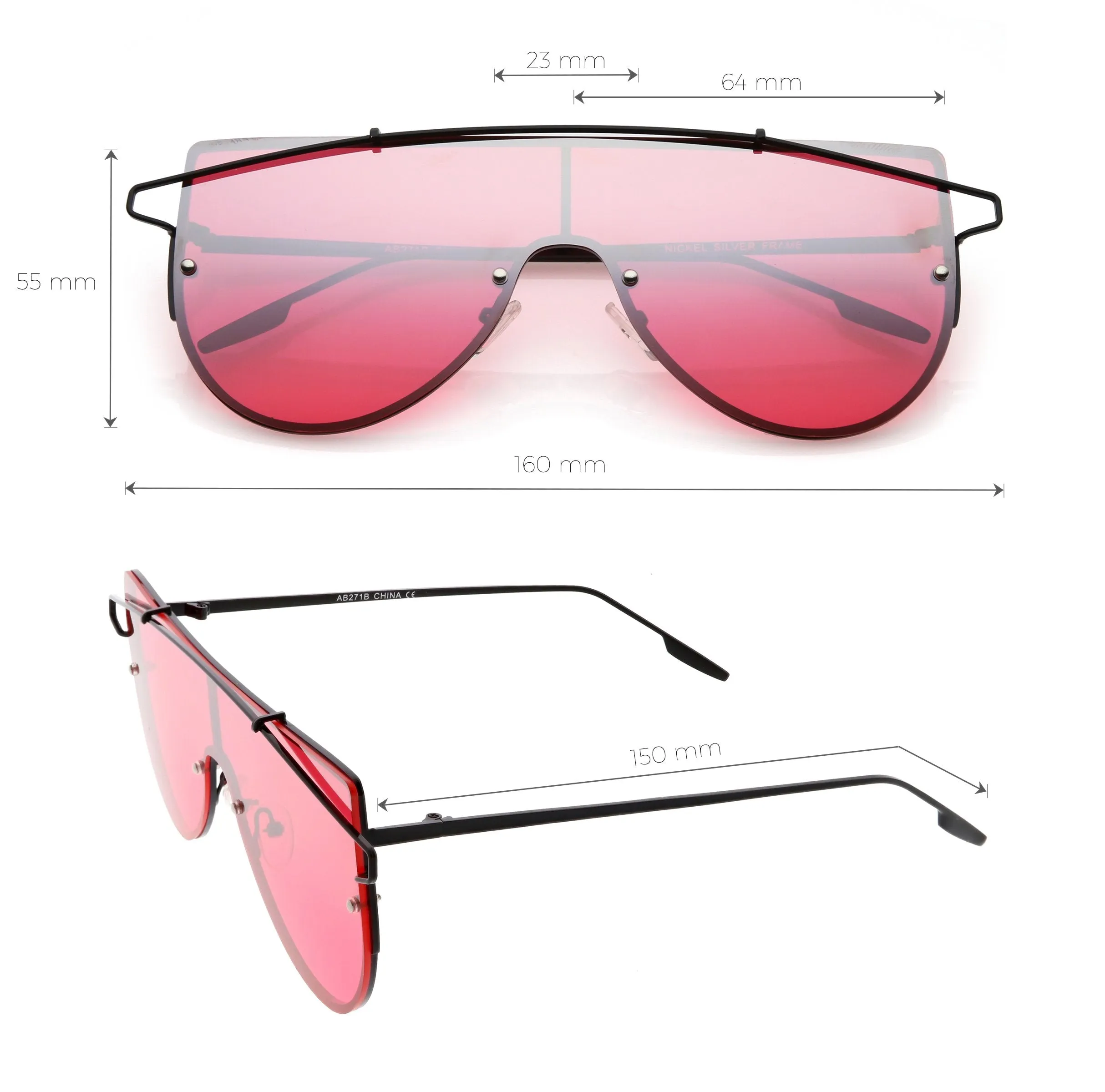 Retro Futuristic Shield Mono Lens Color Tone Sunglasses C484