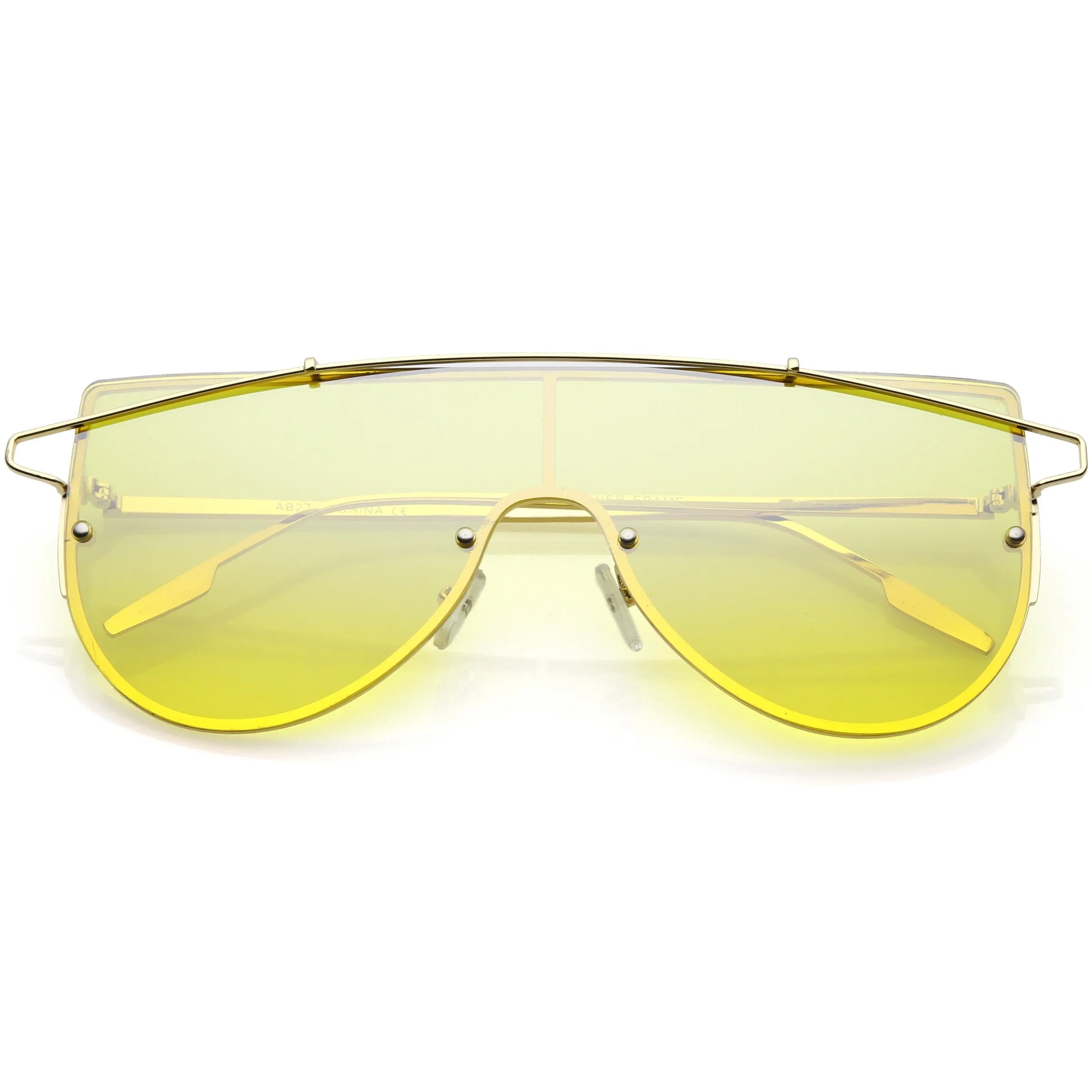 Retro Futuristic Shield Mono Lens Color Tone Sunglasses C484