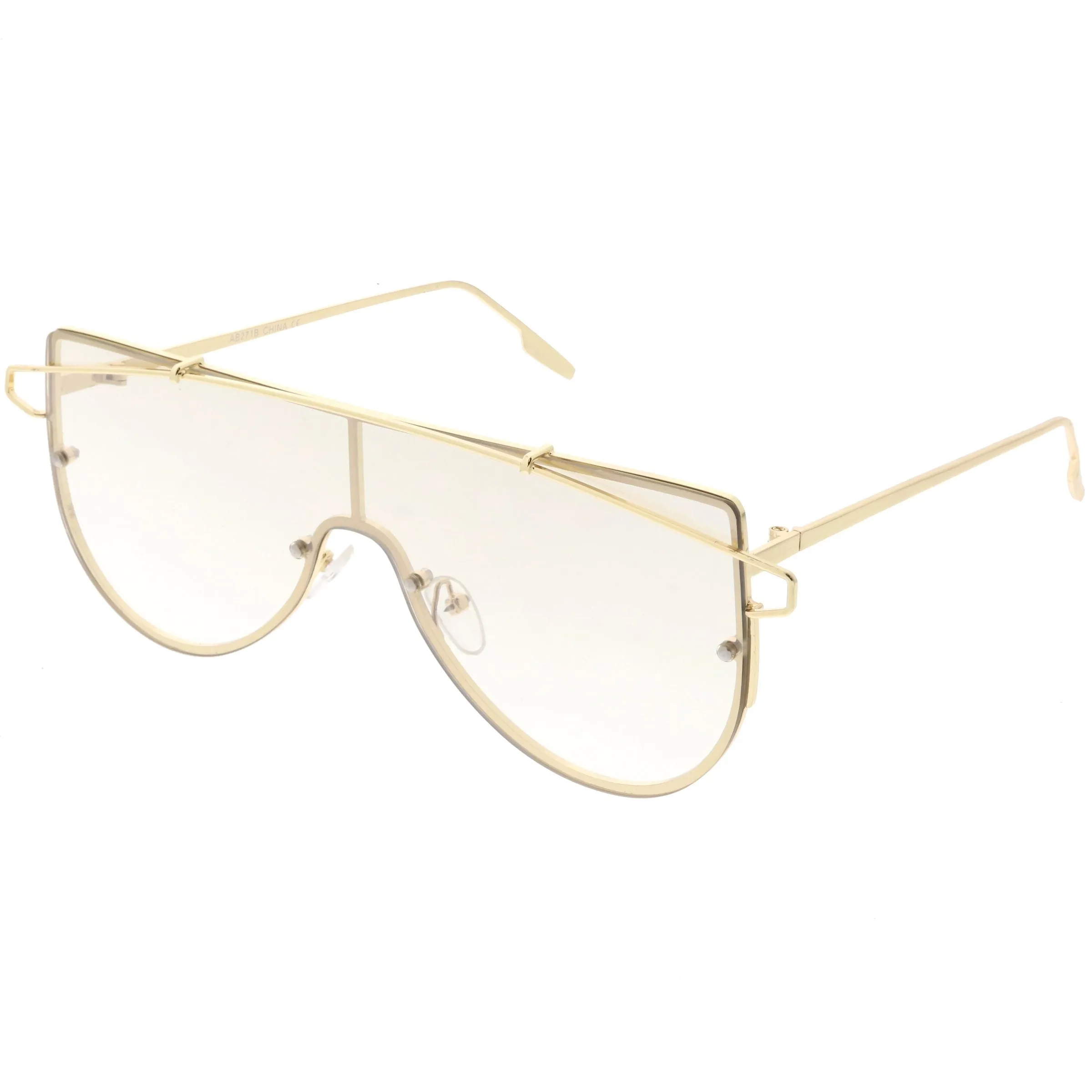 Retro Futuristic Shield Mono Lens Color Tone Sunglasses C484