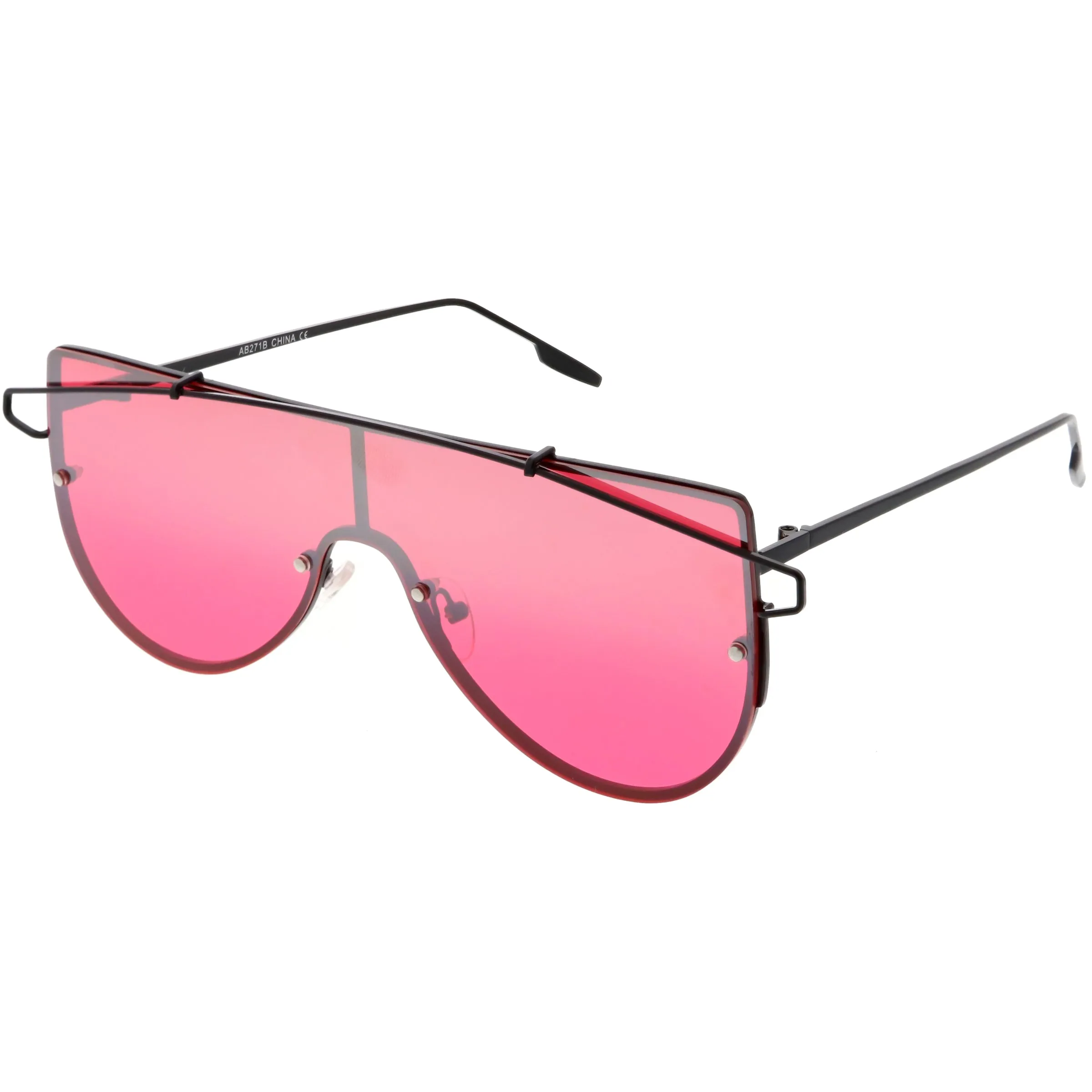 Retro Futuristic Shield Mono Lens Color Tone Sunglasses C484