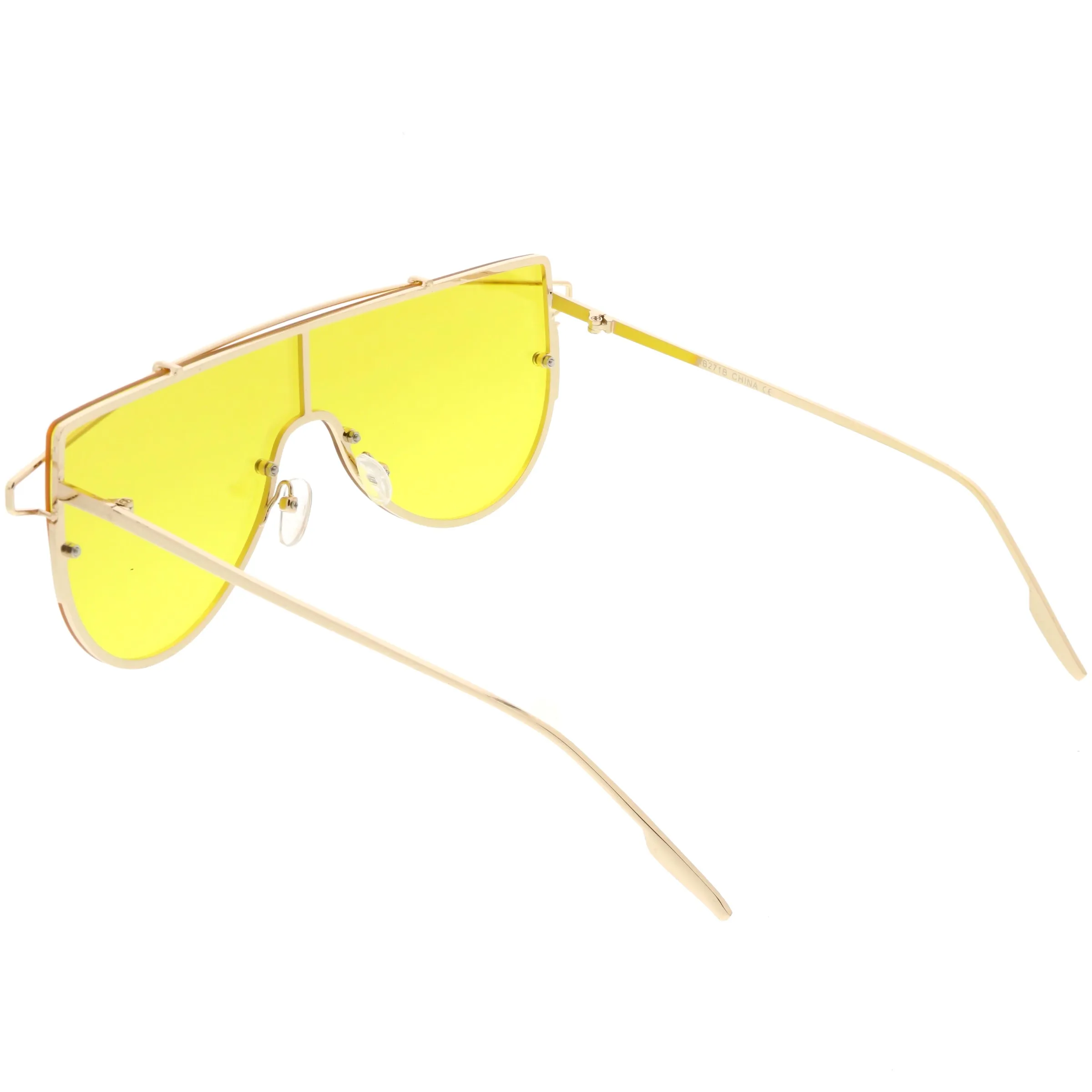Retro Futuristic Shield Mono Lens Color Tone Sunglasses C484