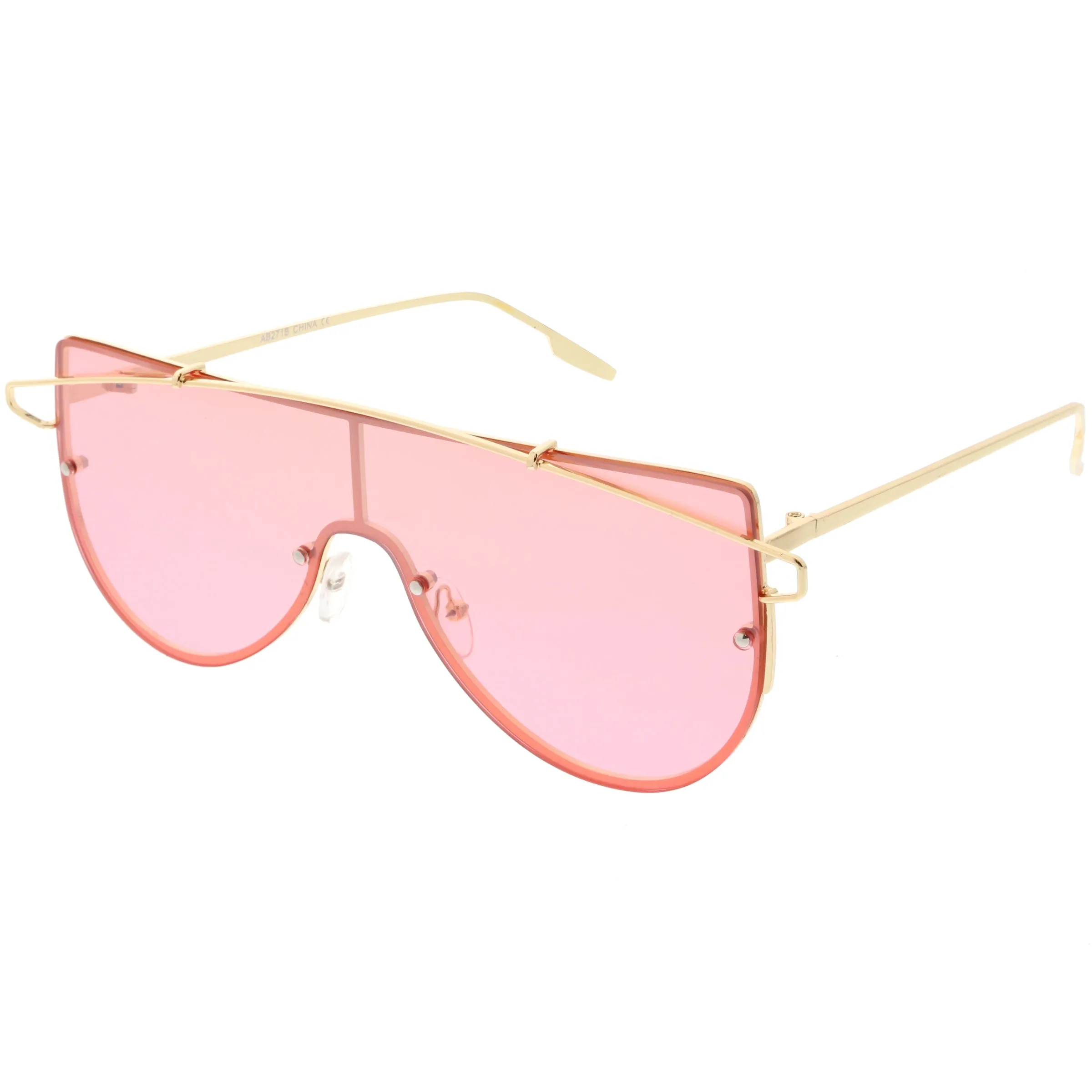 Retro Futuristic Shield Mono Lens Color Tone Sunglasses C484