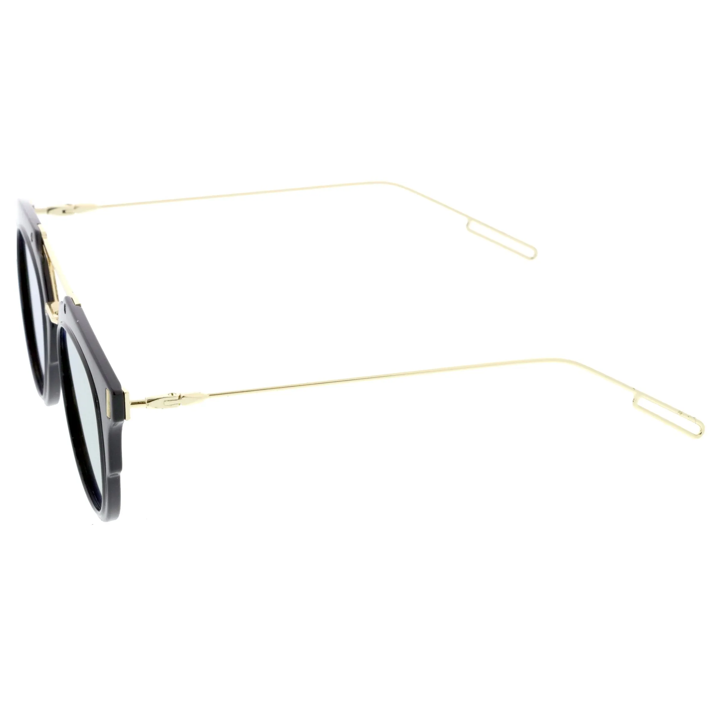Retro Horned Rim Modern Minimal Mirrored Flat Lens Sunglasses A738