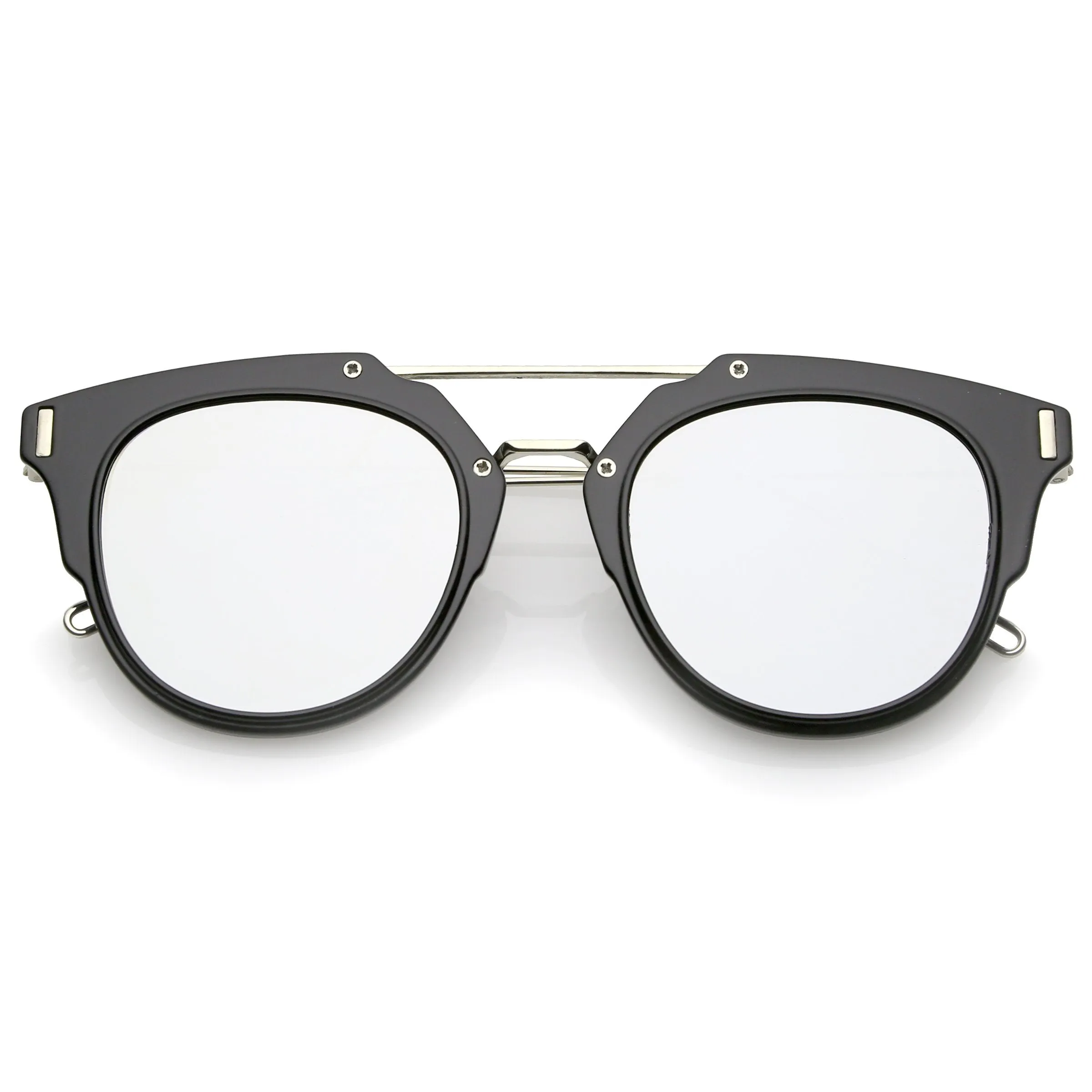 Retro Horned Rim Modern Minimal Mirrored Flat Lens Sunglasses A738