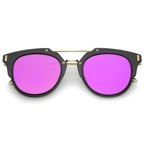 Retro Horned Rim Modern Minimal Mirrored Flat Lens Sunglasses A738