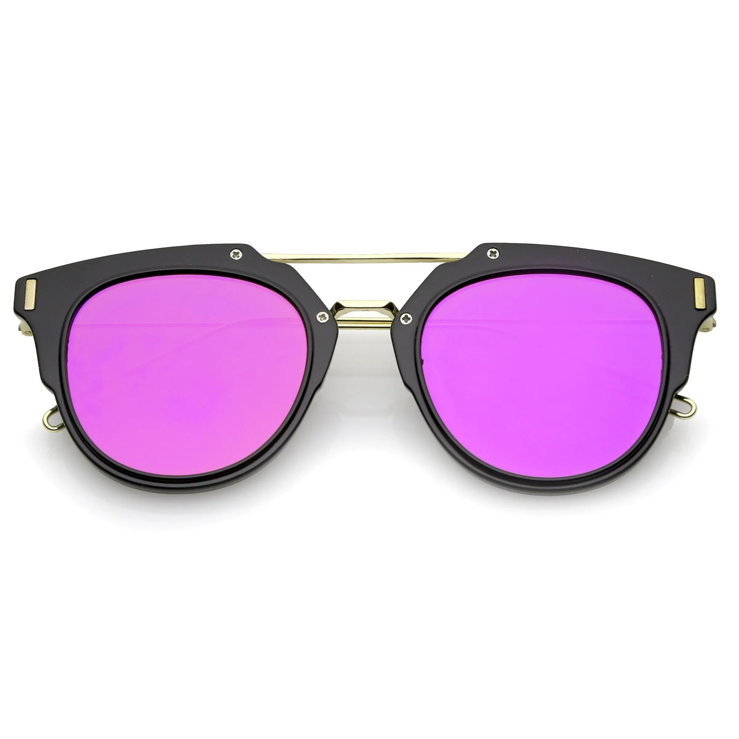Retro Horned Rim Modern Minimal Mirrored Flat Lens Sunglasses A738