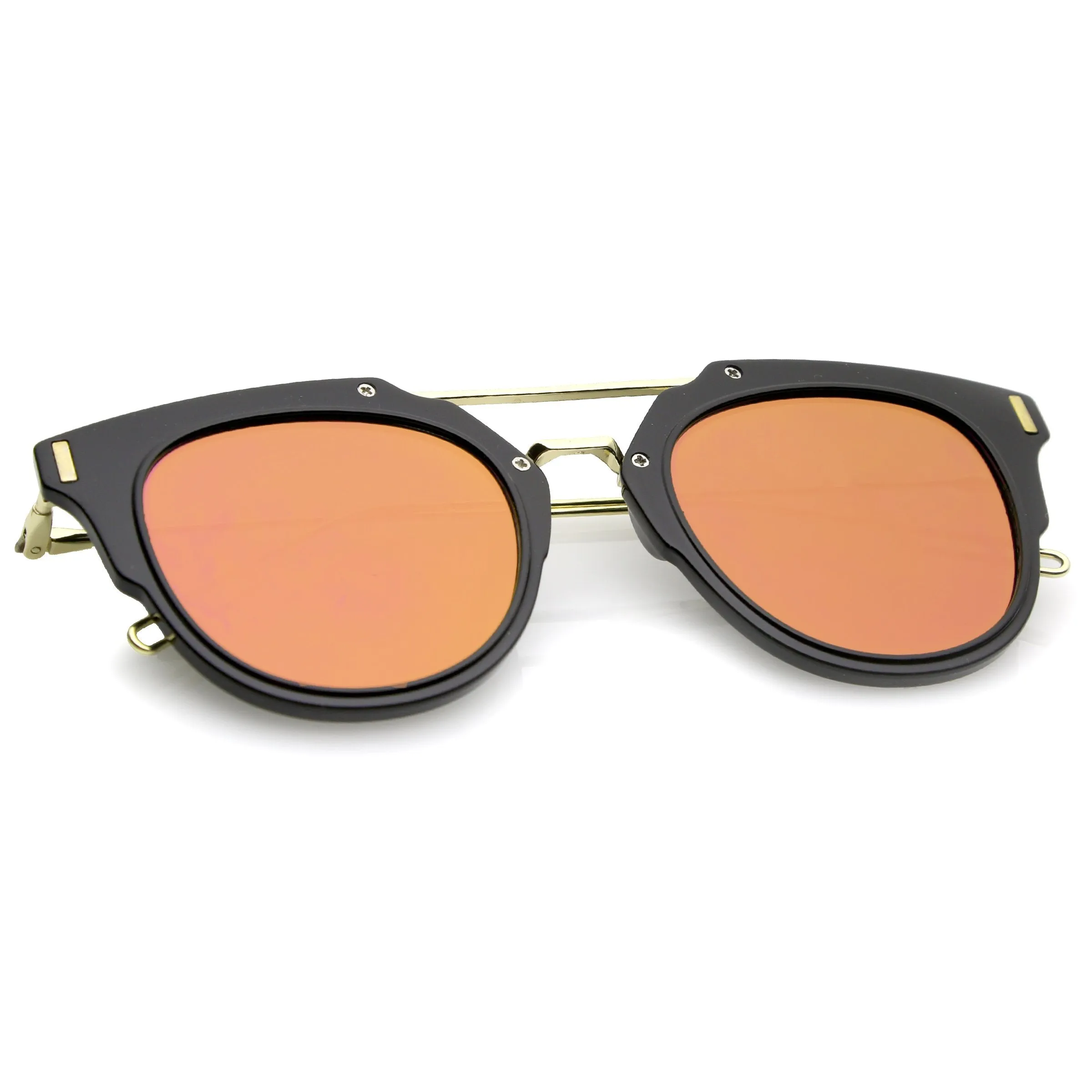 Retro Horned Rim Modern Minimal Mirrored Flat Lens Sunglasses A738