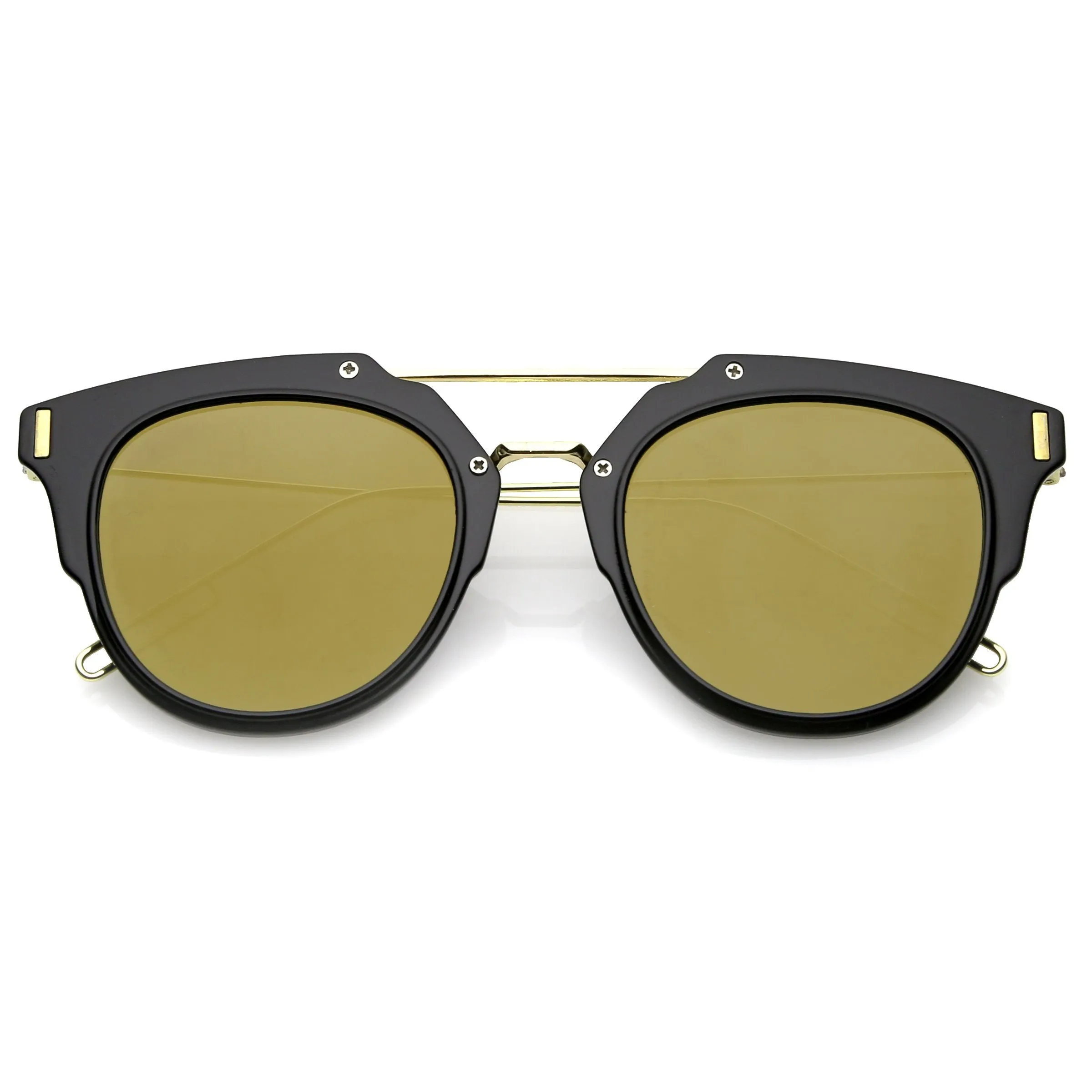 Retro Horned Rim Modern Minimal Mirrored Flat Lens Sunglasses A738
