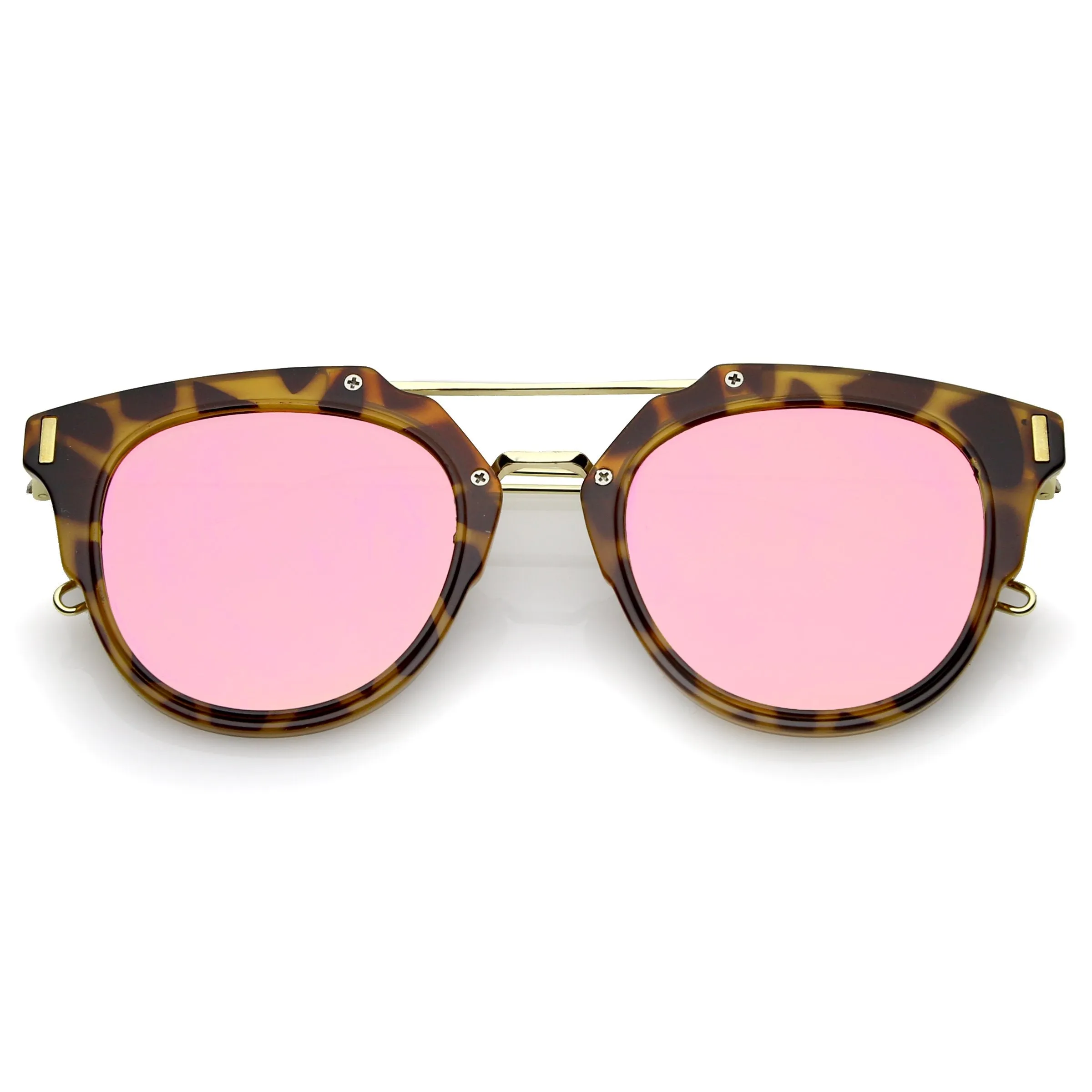 Retro Horned Rim Modern Minimal Mirrored Flat Lens Sunglasses A738