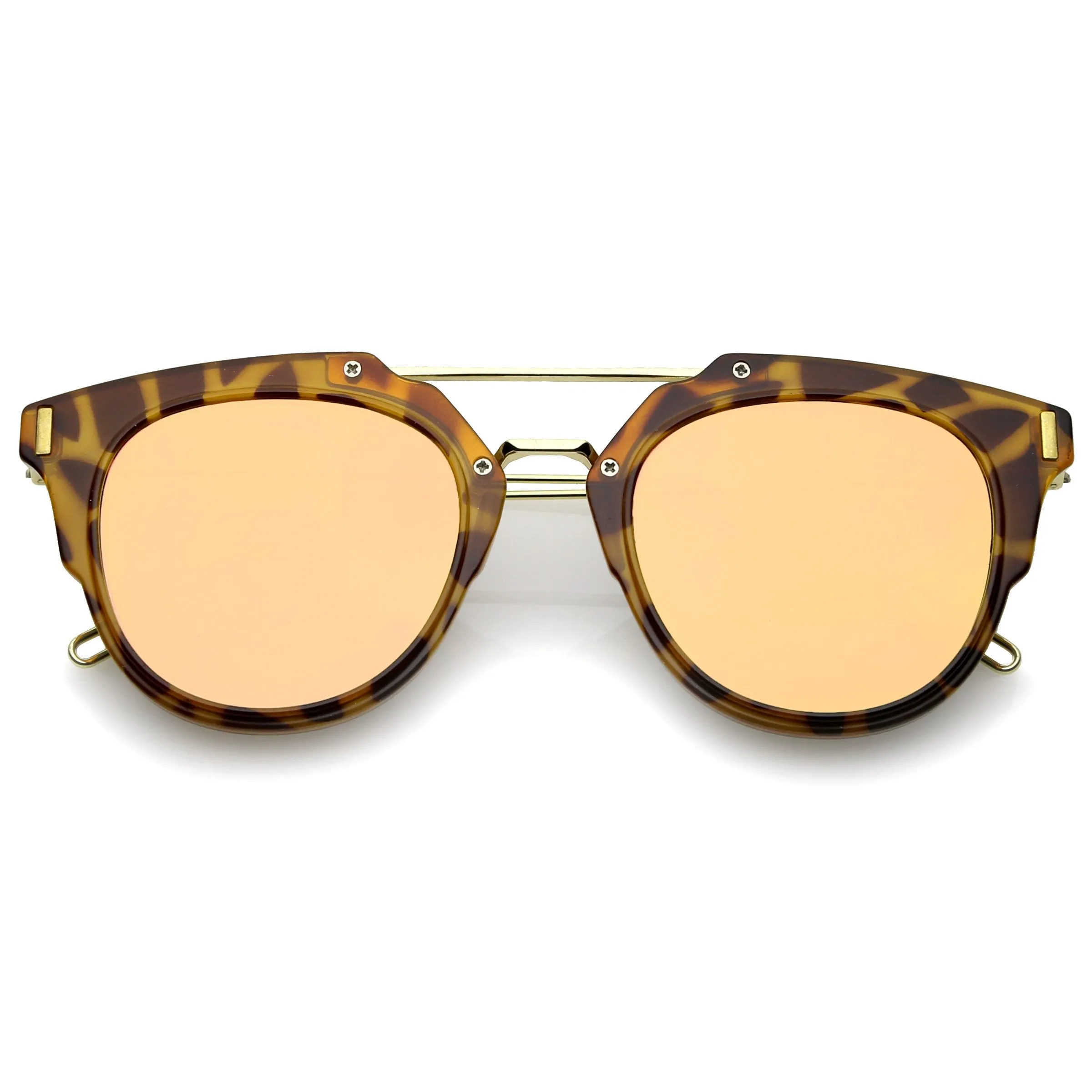 Retro Horned Rim Modern Minimal Mirrored Flat Lens Sunglasses A738