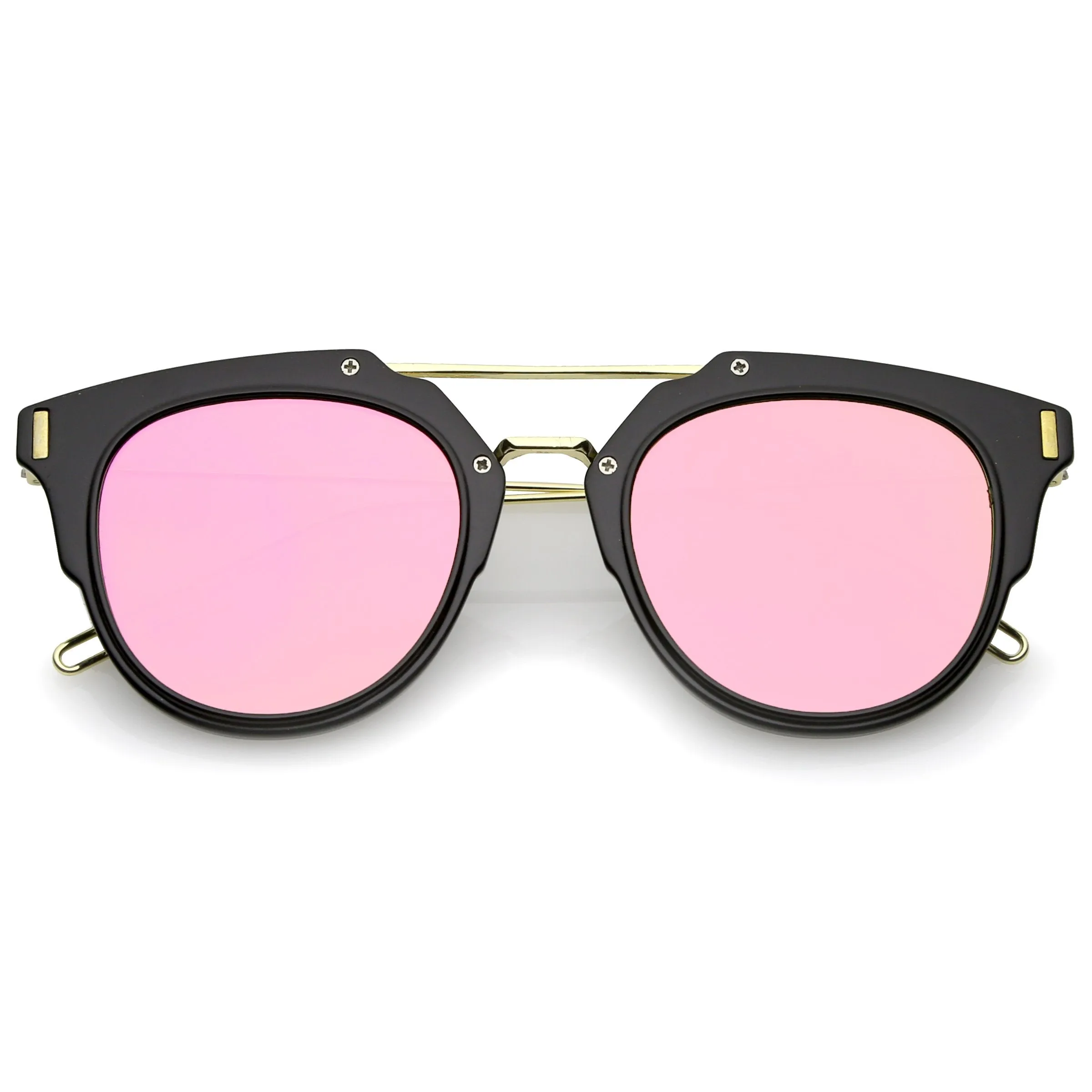 Retro Horned Rim Modern Minimal Mirrored Flat Lens Sunglasses A738