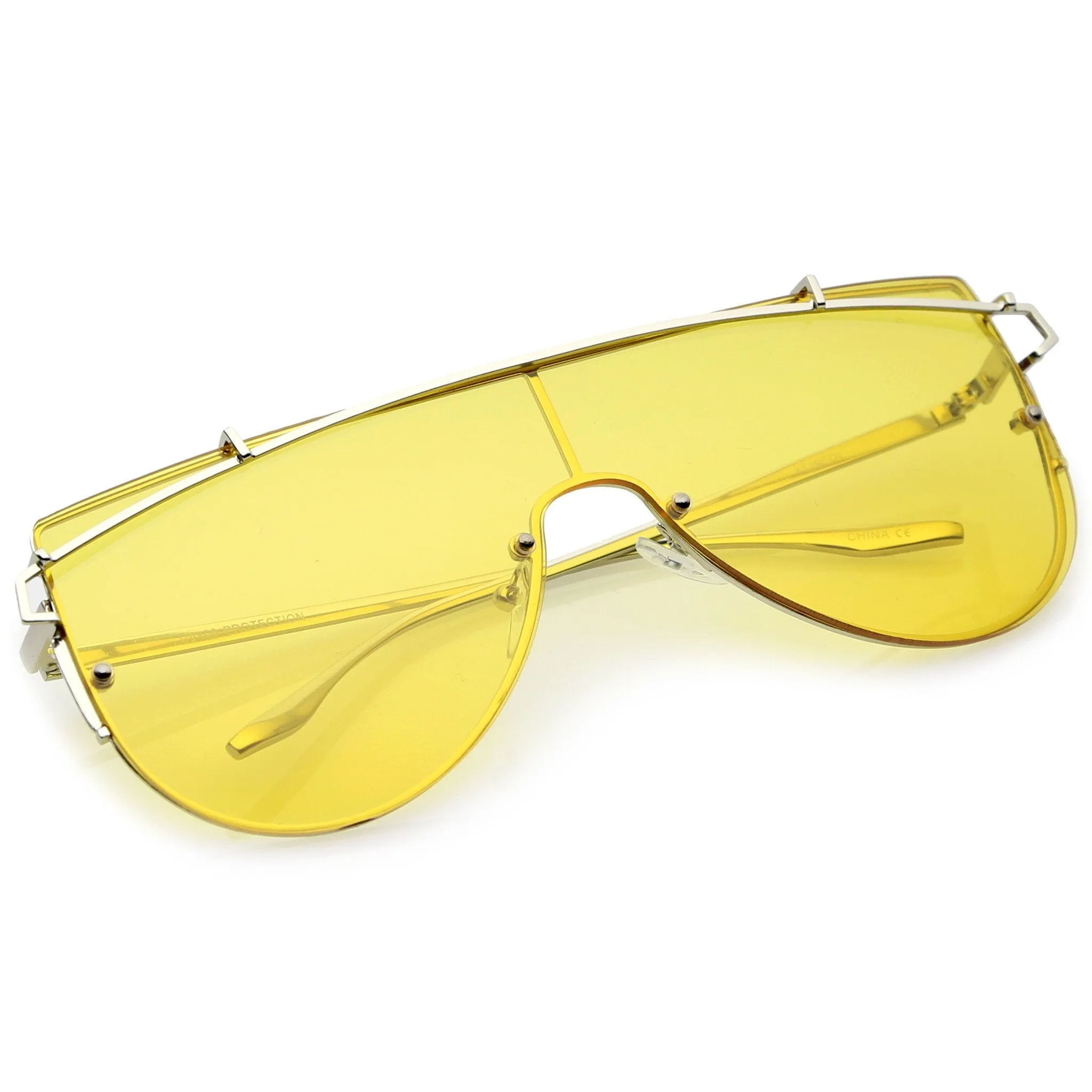 Retro Modern Flat Top Shield Sunglasses A908