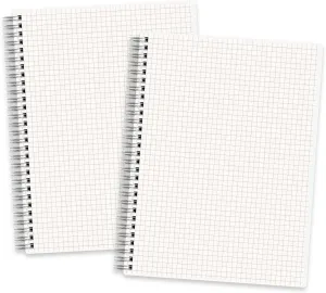 RETTACY Graph Grid Paper Notebook, 2-Pack, 160 Pages per Pack, B5 Medium Size (7.6'' × 10''), 100 GSM Thick Paper, Spiral-bound, Flexible Plastic Cover, for Students, Homework, Math, Engineering