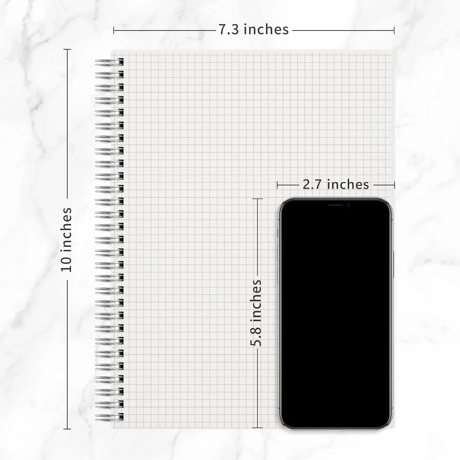 RETTACY Graph Grid Paper Notebook, 2-Pack, 160 Pages per Pack, B5 Medium Size (7.6'' × 10''), 100 GSM Thick Paper, Spiral-bound, Flexible Plastic Cover, for Students, Homework, Math, Engineering