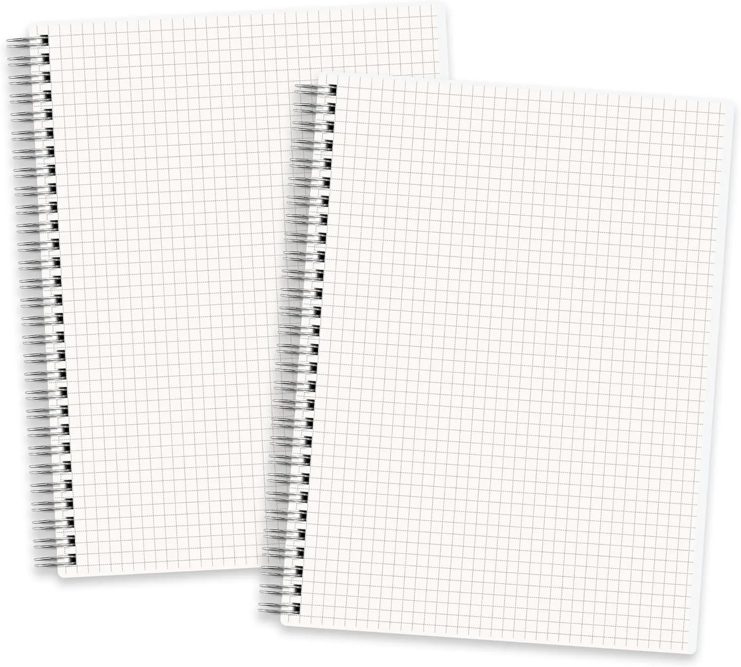 RETTACY Graph Grid Paper Notebook, 2-Pack, 160 Pages per Pack, B5 Medium Size (7.6'' × 10''), 100 GSM Thick Paper, Spiral-bound, Flexible Plastic Cover, for Students, Homework, Math, Engineering