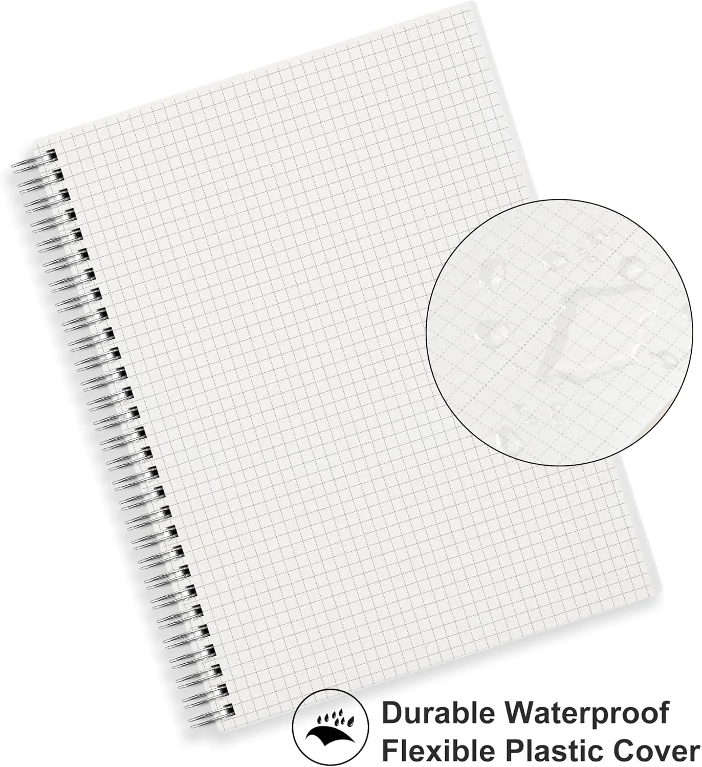 RETTACY Graph Grid Paper Notebook, 2-Pack, 160 Pages per Pack, B5 Medium Size (7.6'' × 10''), 100 GSM Thick Paper, Spiral-bound, Flexible Plastic Cover, for Students, Homework, Math, Engineering