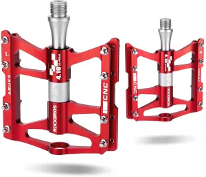ROCKBROS 4 Bearings Mountain Bike Pedals MTB Padals Platform Flat Bike Pedals Aluminum Alloy 9/16"