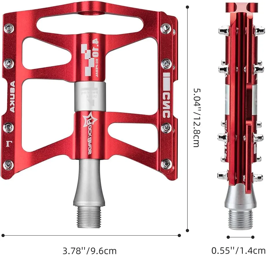 ROCKBROS 4 Bearings Mountain Bike Pedals MTB Padals Platform Flat Bike Pedals Aluminum Alloy 9/16"