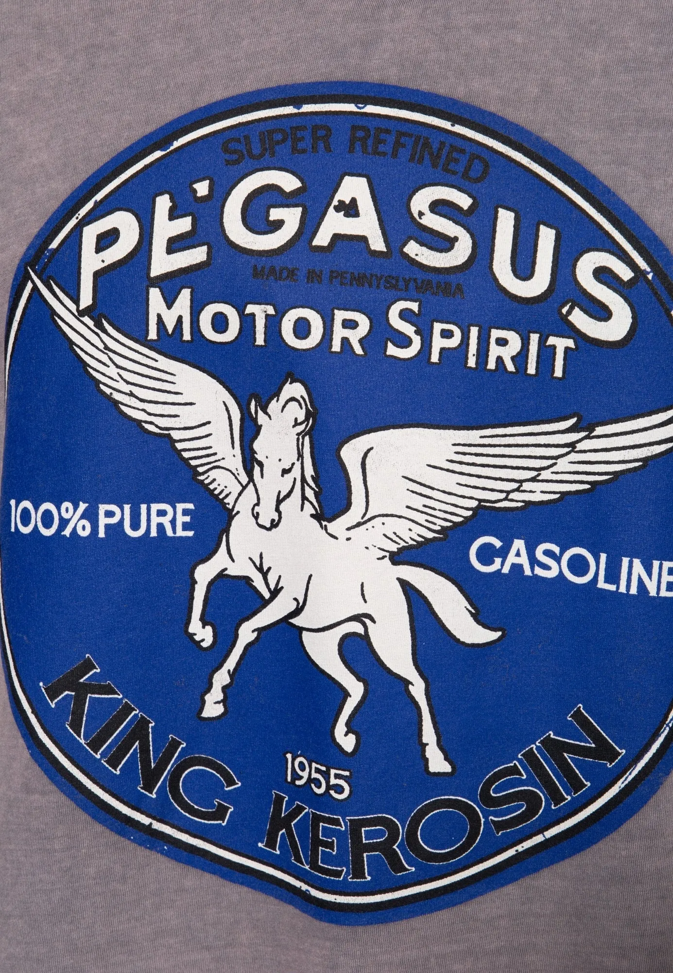 Roll-Up T-Shirt Acid Wash mit Print und V-Ausschnitt «Pegasus»