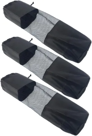 Roller Mesh Duffel Bag Drawstring Compact Bag Black for Yoga Camping Travel Accessories