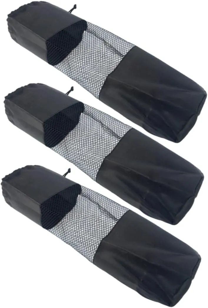Roller Mesh Duffel Bag Drawstring Compact Bag Black for Yoga Camping Travel Accessories