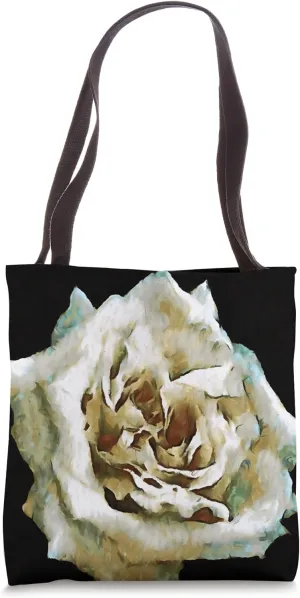 Rose With Emphasis On Light Isolated On Black Tote Bag