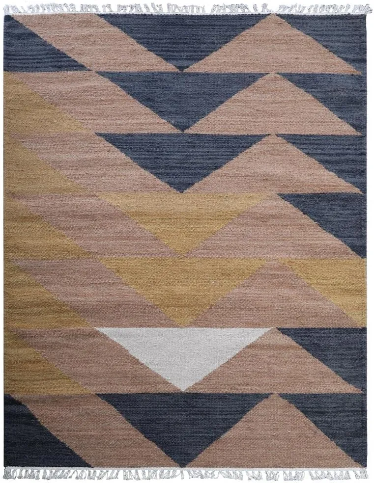 Rugsotic Carpets Hand Woven Flat Weave Kilim Wool ECO-Friendly Area Rugs - 4'x6', Rectangle Shape, Multicolor Color, Contemporary Modern Design, Low Pile Handmade Rugs for Living Room (D00134)
