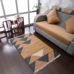 Rugsotic Carpets Hand Woven Flat Weave Kilim Wool ECO-Friendly Area Rugs - 4'x6', Rectangle Shape, Multicolor Color, Contemporary Modern Design, Low Pile Handmade Rugs for Living Room (D00134)