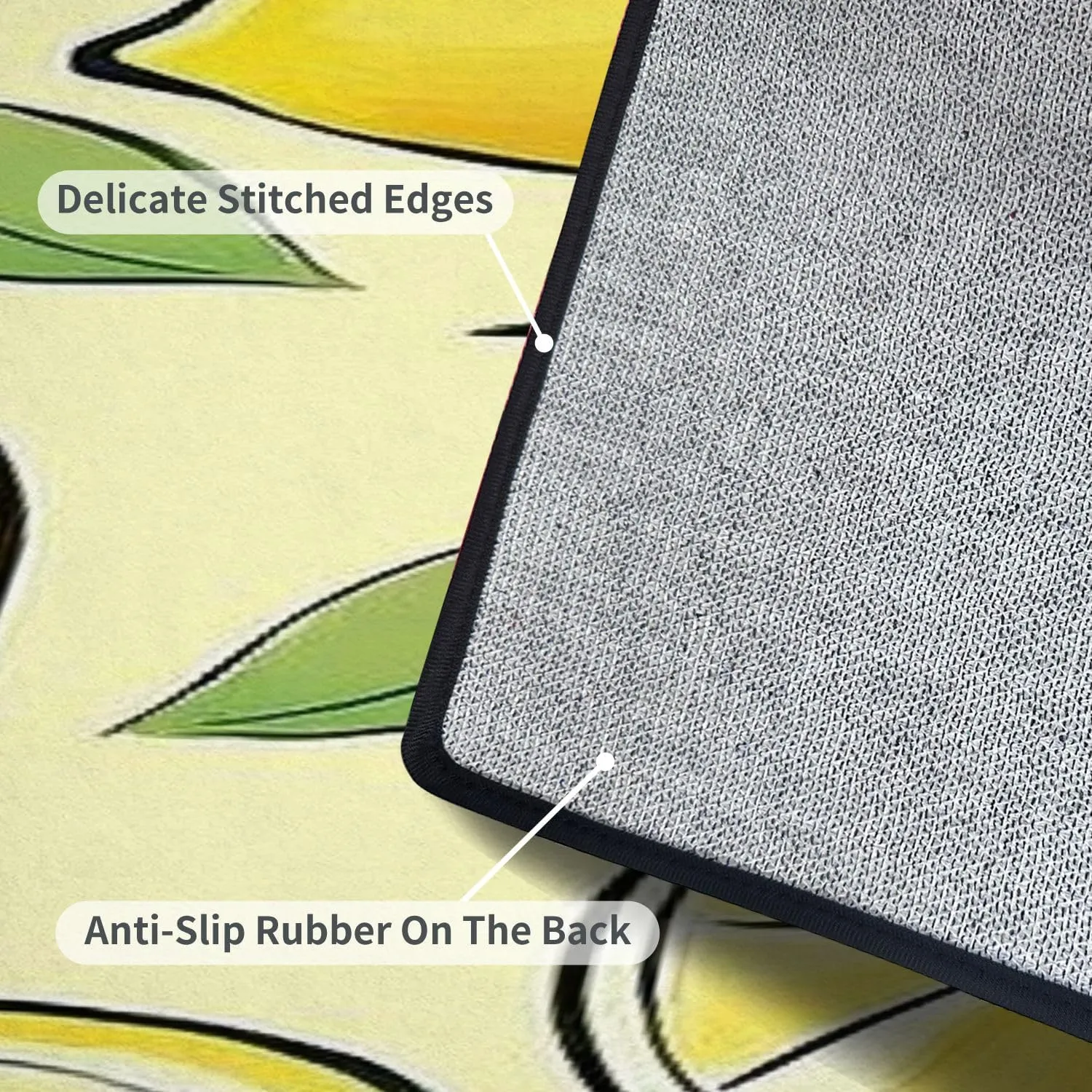 Runner Rug Washable 2x8 Seamless Pattern Lemon Flat Fruit Flat Minimal Non-Slip Hallway Area Rug Indoor Outdoor Home Decor for Entryway Bathroom Kitchen Carpet Yoga Floor Mat