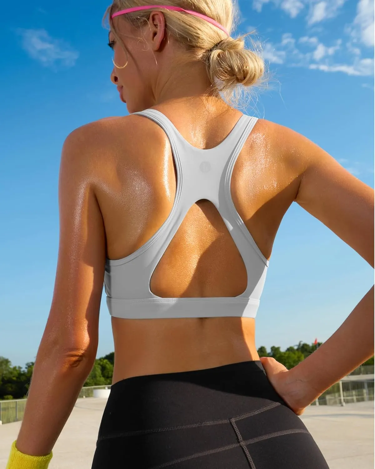 RUNNING GIRL High Impact Sports Bras for Women,Square Neck High Support Bra Moulded Cup Racerback Workout Bra