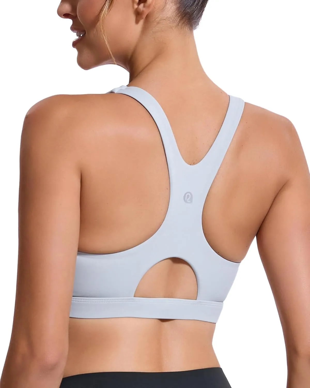 RUNNING GIRL Sports Bras for Women High Support,Racerback High Impact Grey Sports Bra Moulded Cup Workout Bra Push up