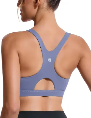 RUNNING GIRL Sports Bras for Women High Support,Racerback High Impact Grey Sports Bra Moulded Cup Workout Bra Push up