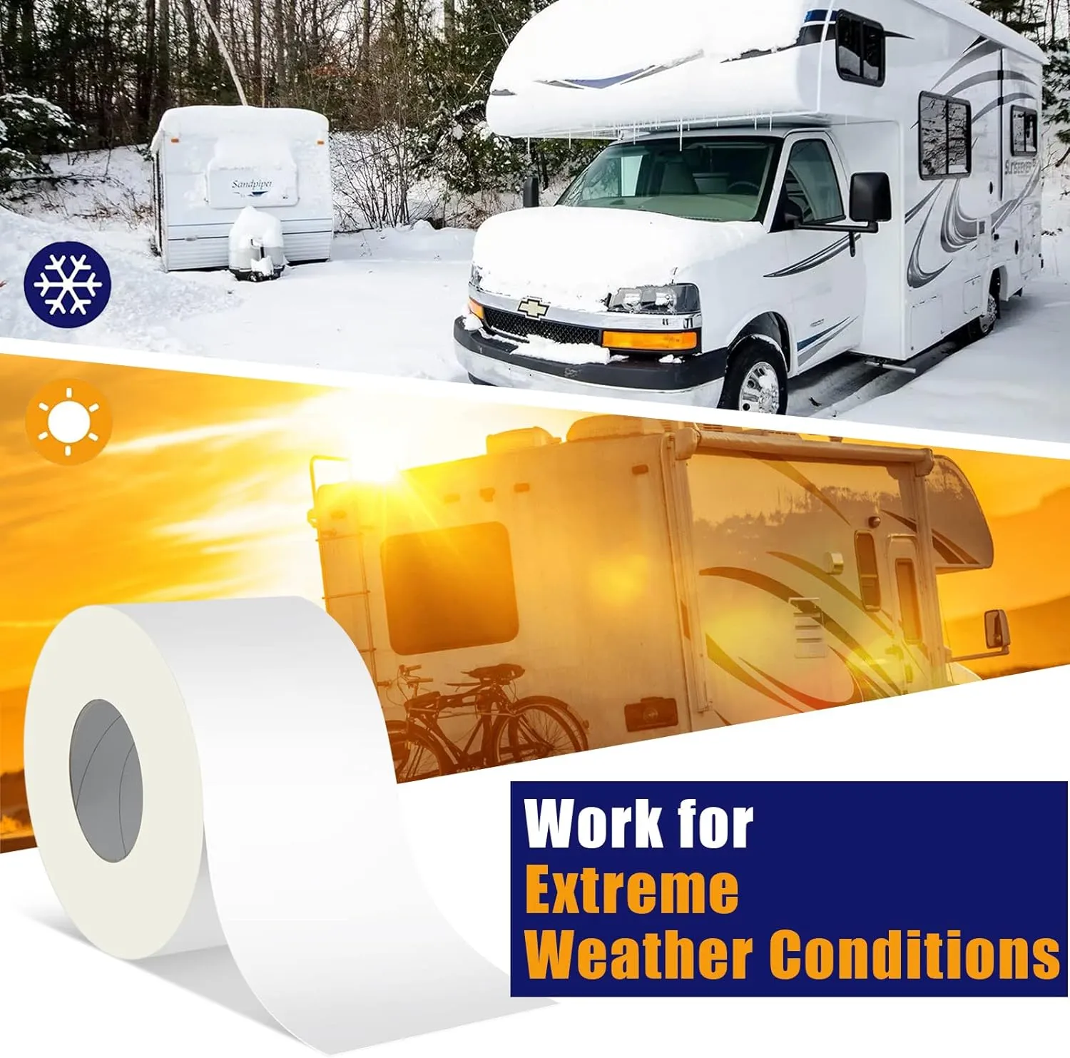 RV Roof Tape, 4 Inch x 50 Feet RV Sealant Tape, UV & Waterproof RV White Seal Tape for RV Repair, Window, Boat Sealing, Truck and Trailer Roof Sealant, Stop Camper Roof Leaks