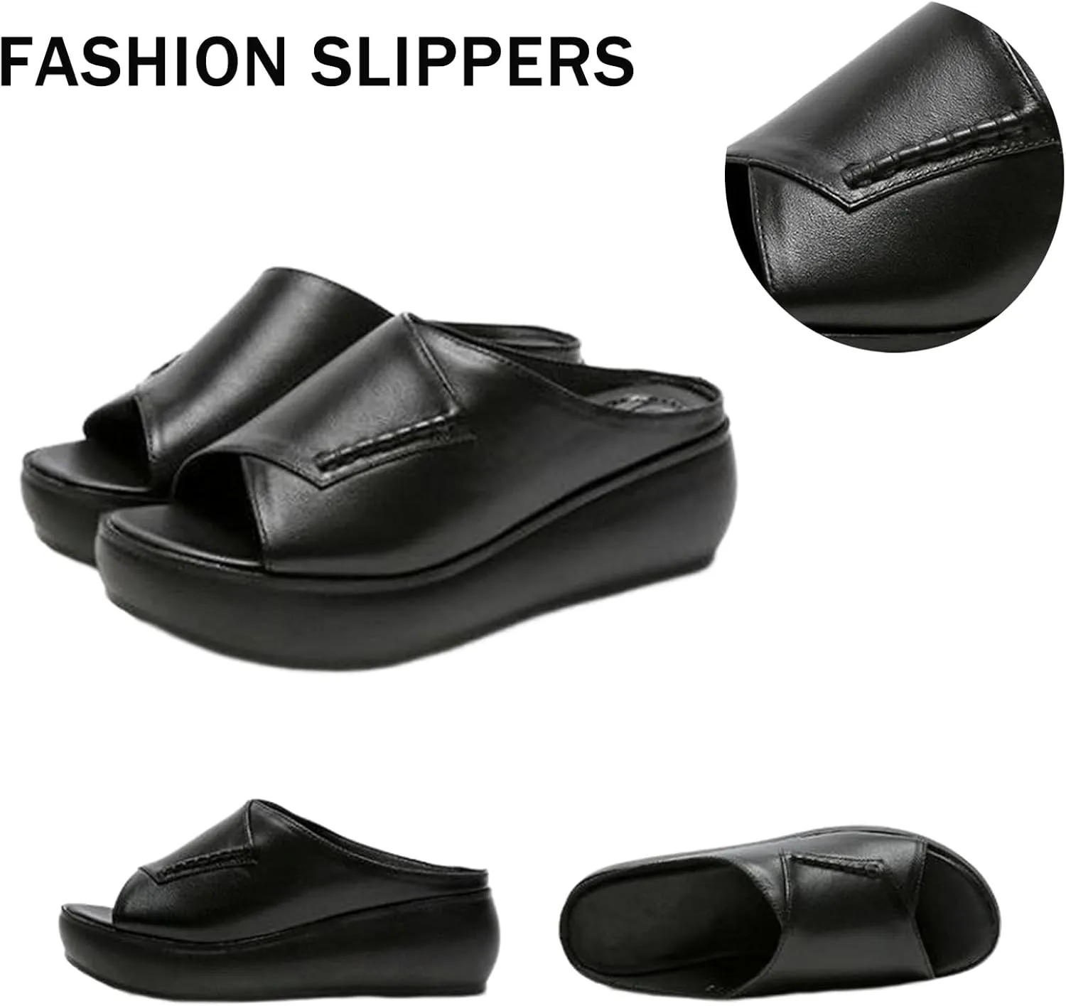 RZDYSQ Women's New Thick-Bottomed Fish Mouth Slippers, Comfortable Wedge Slip on Platform Sandals