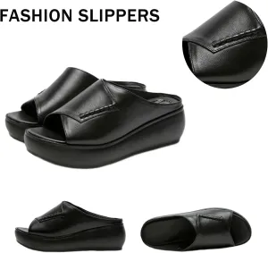 RZDYSQ Women's New Thick-Bottomed Fish Mouth Slippers, Comfortable Wedge Slip on Platform Sandals